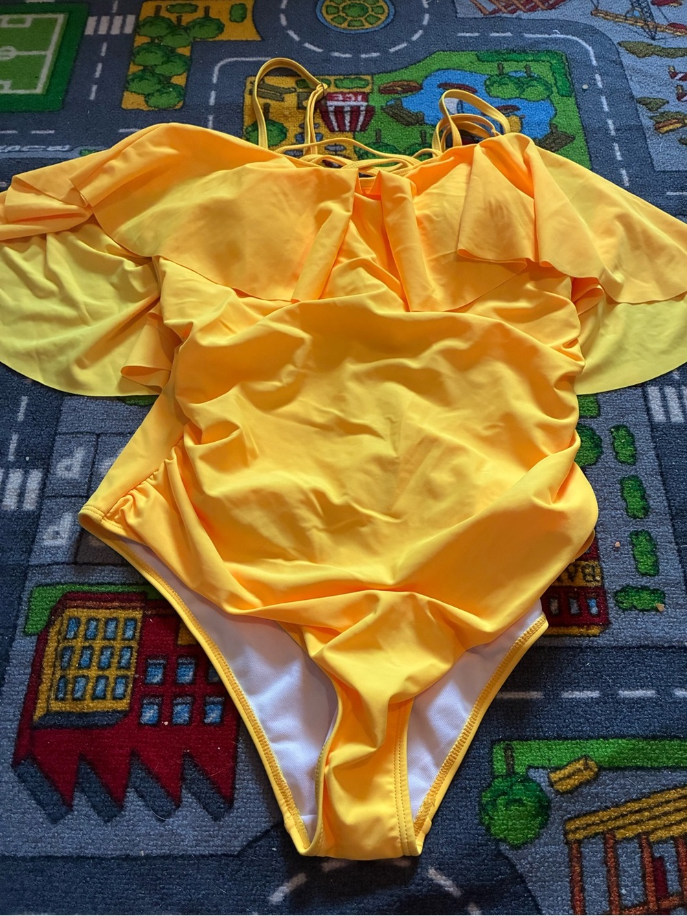 Yellow Ruffle One-Piece Swimsuit - Picture 2 of 2